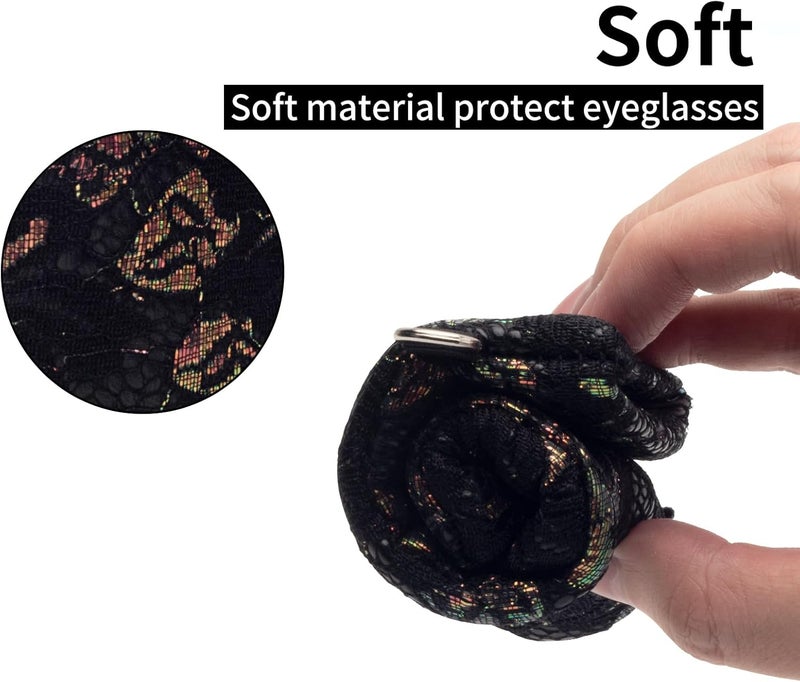 Face Shadow Double Glasses Case Soft Eyeglass Case For Women Men Squeeze Top Sunglasses Case With Cleaning Cloth - Image 5