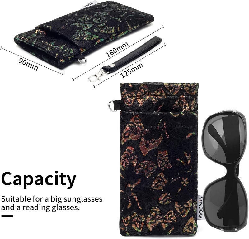 Face Shadow Double Glasses Case Soft Eyeglass Case For Women Men Squeeze Top Sunglasses Case With Cleaning Cloth - Image 3