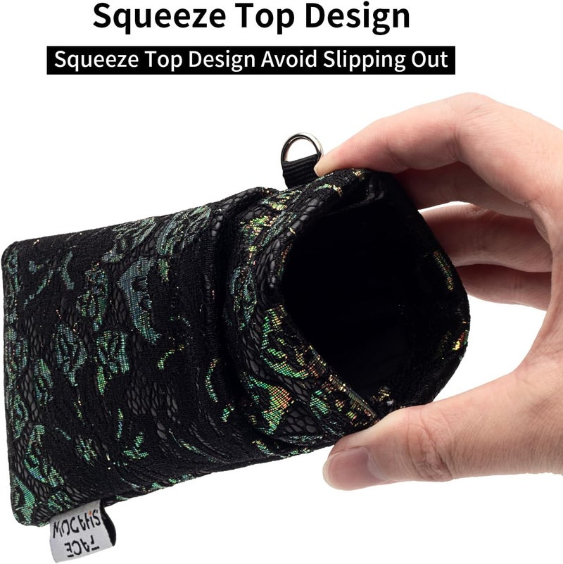 Face Shadow Double Glasses Case Soft Eyeglass Case For Women Men Squeeze Top Sunglasses Case With Cleaning Cloth - Image 2