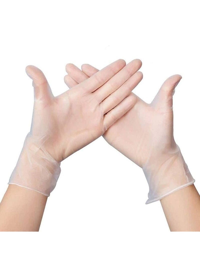 Disposable Vinyl Gloves Latex Free Powder Free For SPA, Salon, Restaurant (100 Pairs) (Clear) (Small)