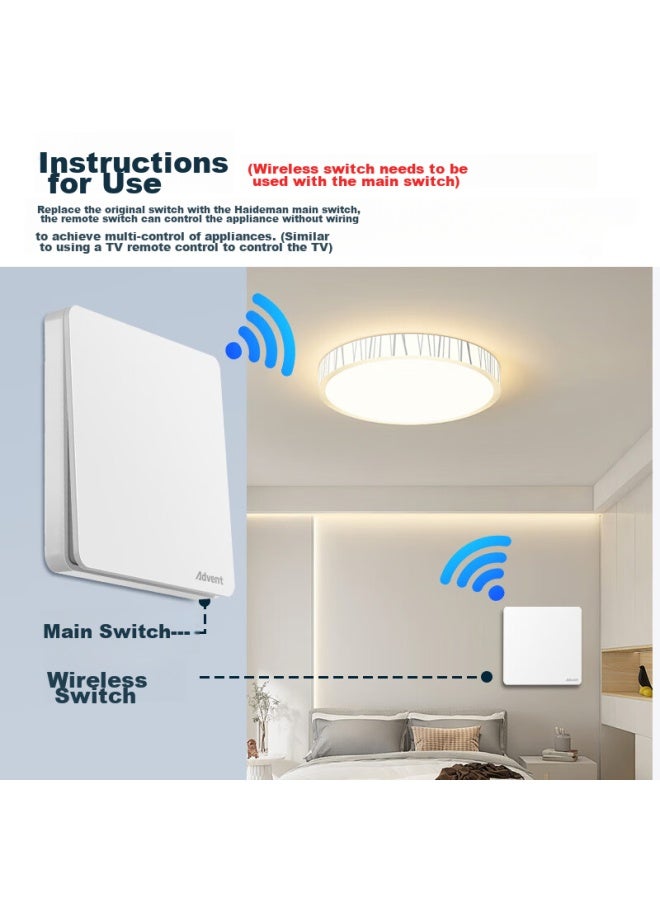 Advent Wireless Remote Control Switch, Self-powered, Smart, No Wiring Required, Dual Control Panel, Remote Controller, Parent-child, Freely Adhesive - Image 5