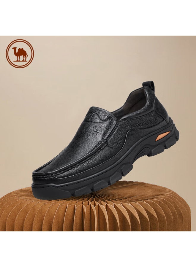 CAMELJEANS Luotuo Brand Business Casual Leather Shoes For Men, Slip-on Loafers, Soft Leather Soft Sole Classic Men's Shoes P13a211016 Black 41 - Image 1
