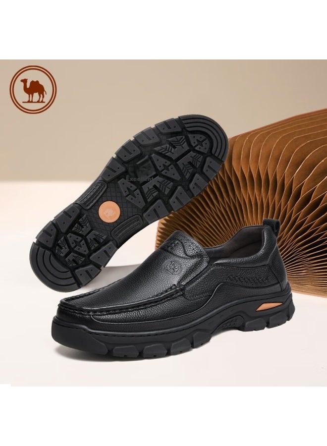 CAMELJEANS Luotuo Brand Business Casual Leather Shoes For Men, Slip-on Loafers, Soft Leather Soft Sole Classic Men's Shoes P13a211016 Black 41 - Image 2