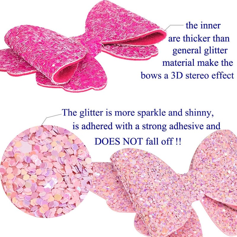 Yazon Baby Girls Glitter Bows Clips Sparkly Butterfly Bows Hair Clips for Toddler Kids Teens 8pcs - Image 4