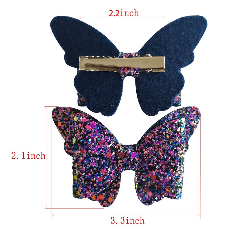 Yazon Baby Girls Glitter Bows Clips Sparkly Butterfly Bows Hair Clips for Toddler Kids Teens 8pcs - Image 3