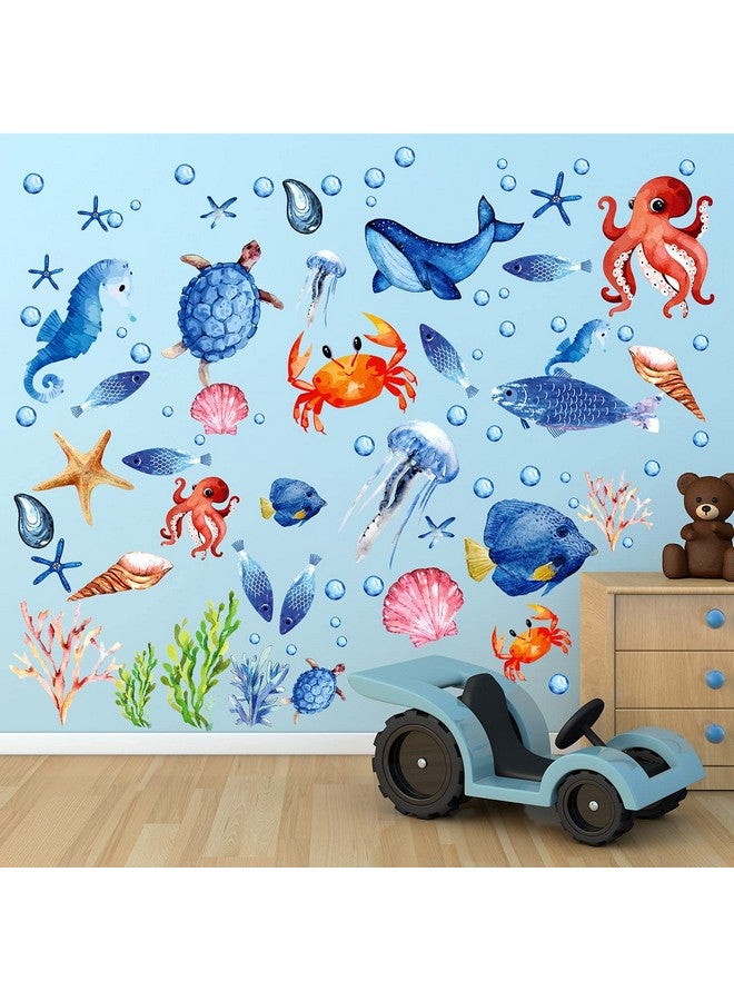 Zonon 97 Pieces Glow In The Dark Sea Wall Decal Stickers Fish Glow Wall Stickers Ocean Wall Decals Removable Glowing Sticker Fluorescent Starfish Shell Waterproof Peel And Stick For Kids Bedroom Decor  - Image 5