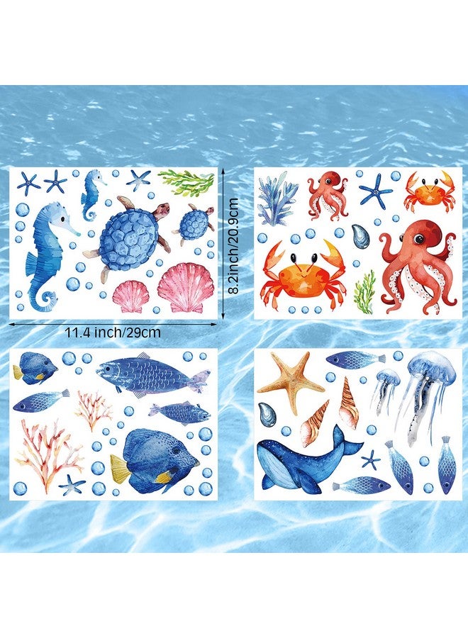 Zonon 97 Pieces Glow In The Dark Sea Wall Decal Stickers Fish Glow Wall Stickers Ocean Wall Decals Removable Glowing Sticker Fluorescent Starfish Shell Waterproof Peel And Stick For Kids Bedroom Decor  - Image 3