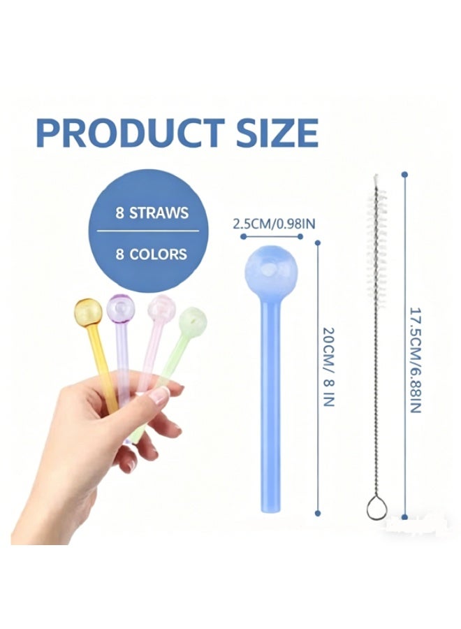 8 Pcs Glass Straws Shatter Resistant 8 Inch Short Reusable Glass Straw With Cleaning Brush Dishwasher Safe Drinking Straws Perfect For Smoothies Coffee Fruit Juice - Image 2