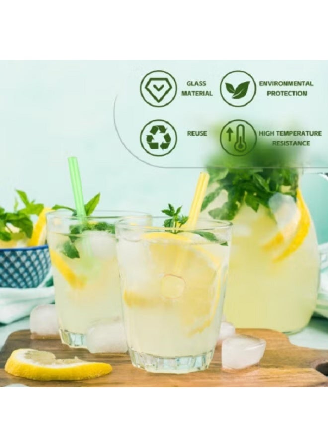 8 Pcs Glass Straws Shatter Resistant 8 Inch Short Reusable Glass Straw With Cleaning Brush Dishwasher Safe Drinking Straws Perfect For Smoothies Coffee Fruit Juice - Image 3