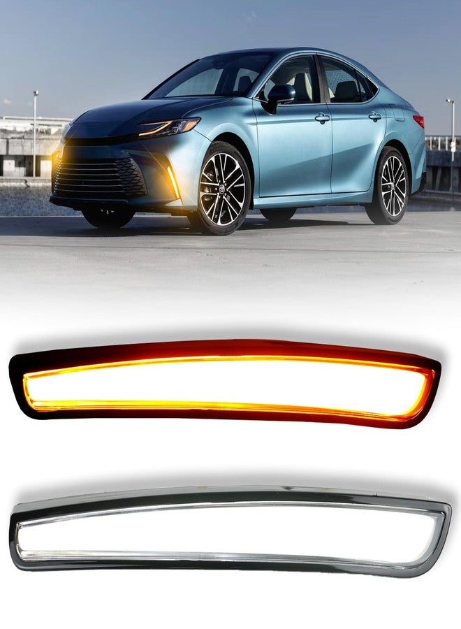 GEEGEETOP Front Fog Light LED Bumper Grille Intake Trim Kit for Toyota Camry 2025 LE XLE,Turn Signal Light & Daytime Running Light,2 PCS - Image 1