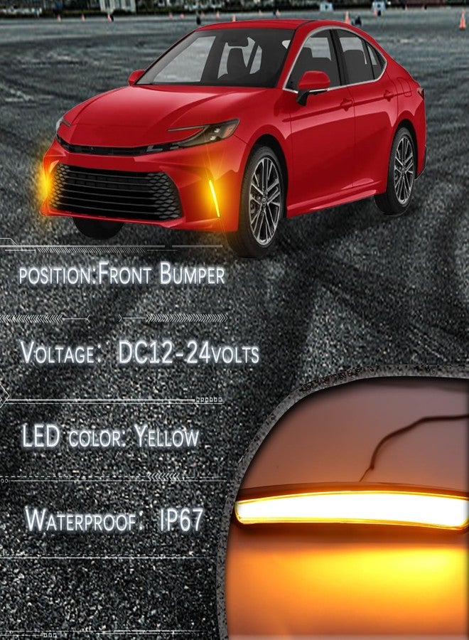 GEEGEETOP Front Fog Light LED Bumper Grille Intake Trim Kit for Toyota Camry 2025 LE XLE,Turn Signal Light & Daytime Running Light,2 PCS - Image 3
