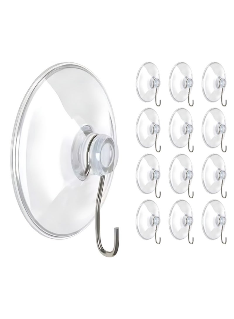 Set of 12 | Suction-Cup Hooks | Durable Steel Hangers | 45mm Diameter | Supports Up to 3kg | Hassle-Free Setup | Versatile Wall Hooks for Jackets, Accessories, Hand Towels, Small Planters, Household & Bathroom Use  - Image 1