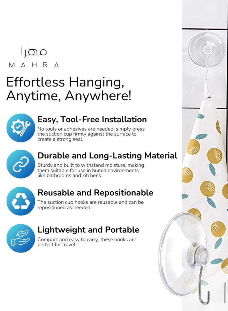 Set of 12 | Suction-Cup Hooks | Durable Steel Hangers | 45mm Diameter | Supports Up to 3kg | Hassle-Free Setup | Versatile Wall Hooks for Jackets, Accessories, Hand Towels, Small Planters, Household & Bathroom Use  - Image 2