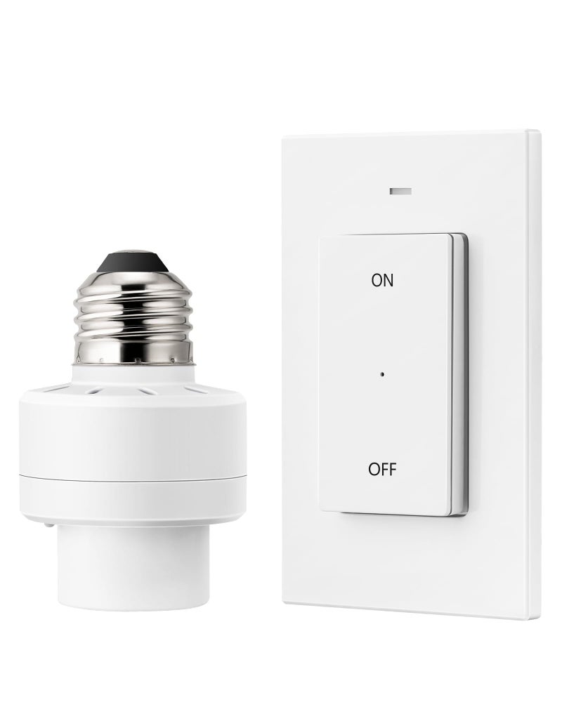 DEWENWILS Remote Control Light Socket, Wireless Light Switch for Pull Chain Light Lamp Fixtures, 100FT Range, No Wiring Needed, ETL Listed(1 Wall Mounted Controller+1 Bulb Base, Shorter Version) - Image 1