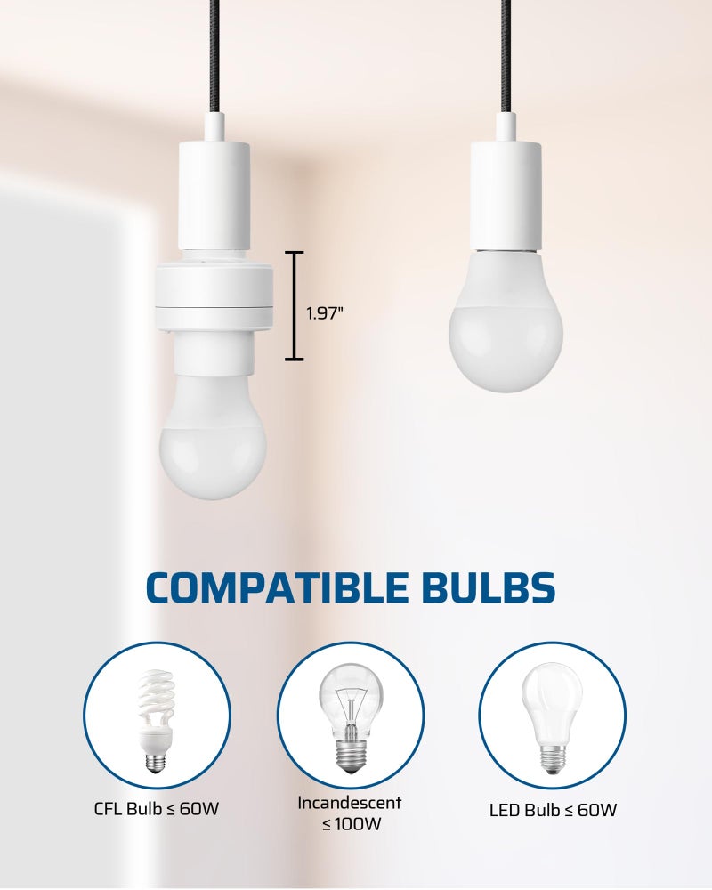 DEWENWILS Remote Control Light Socket, Wireless Light Switch for Pull Chain Light Lamp Fixtures, 100FT Range, No Wiring Needed, ETL Listed(1 Wall Mounted Controller+1 Bulb Base, Shorter Version) - Image 5