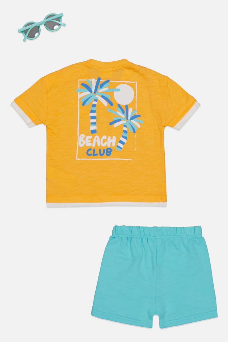 Lily & Jack Toddlers Boy 3 Pcs Graphic Print T-Shirt And Shorts with Sunglasses Set, Multicolor - Image 3