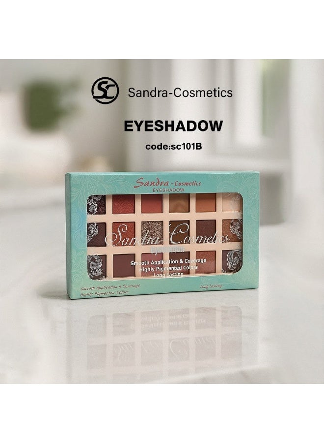 Sandra Eyeshadow Palette 18 Shades Matte Shimmer and Glitter Pressed Powder Eye Makeup Palette SC101 Multicolor - Image 2