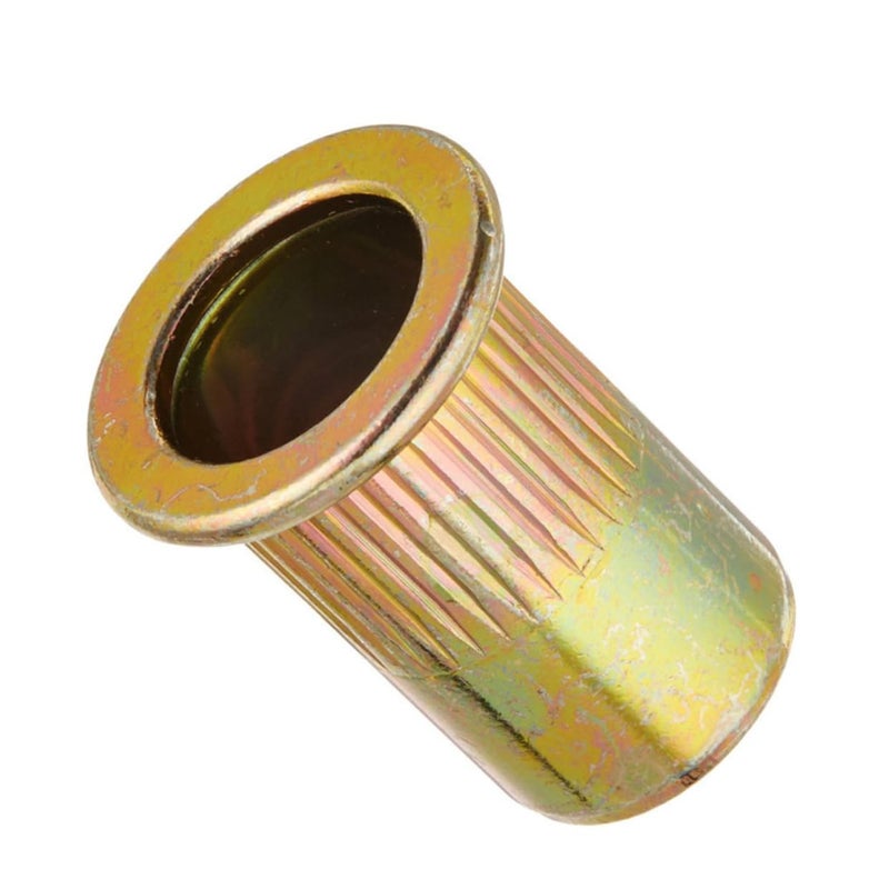 Wear resistant upgraded material Veemoon 100pcs Color-zinc Knurled Rivet Nuts Flat Head Insert Nuts Automotive Aviation Furniture and More Easy to Carry Box Light durable upgraded substance - Image 3