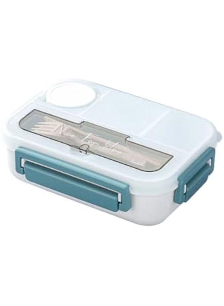 YelaJoy Lunch Box, 4-Compartment Bento Lunch Box, with Utensils & Sauce Cup, 1300ML Leakproof Food Container, Microwave & Dishwasher Safe, Ideal for Office, School, Picnic (Grey) - Image 1