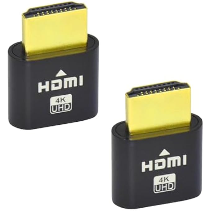 rayihni موصل HDMI الافتراضي، محاكي العرض الافتراضي بدقة 4K UHD، عبوة من 2، أسود - Image 1