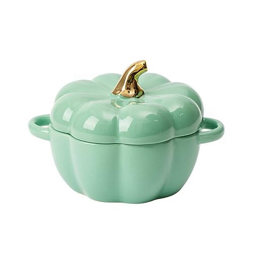 FTNESGYM Pumpkin Ceramic Bowl with Lid, Microwave & Dishwasher Safe Mini Dessert or Soup Bowl with Handle, Decor Dinnerware for Thanksgiving Halloween Pumpkin Party - Image 1