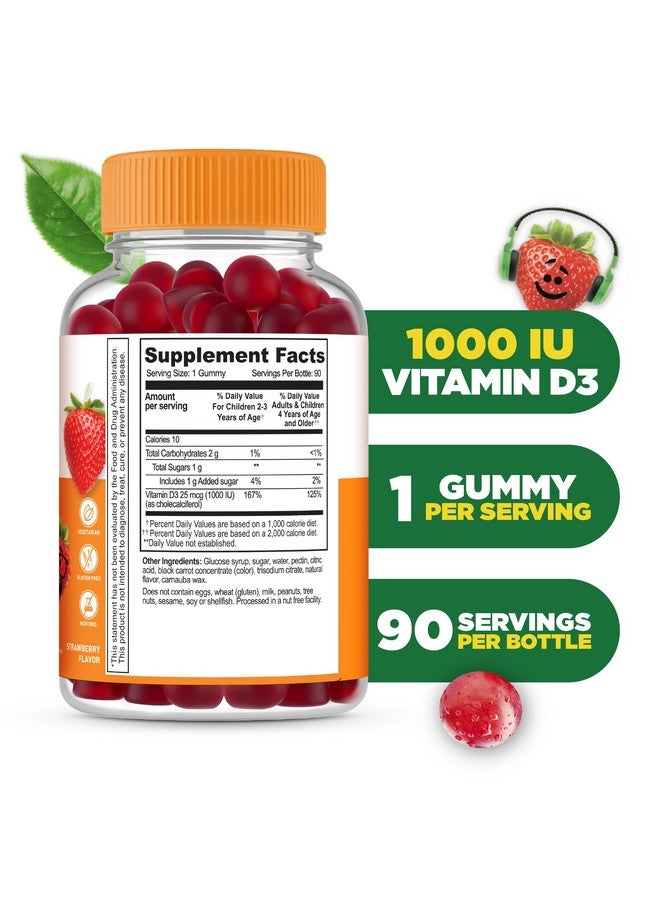 Lifeable Kids Vitamin D Gummies | Vitamin D3 1000iu | Great Tasting Vitamin D3 Gummies | D3 Vitamin for Strong Healthy Bones and Immune Support | Vitamin D for Kids, Boys, Girls | 90 Gummies - Image 2