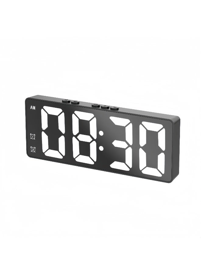 Sleek LED Mirror Digital Alarm Clock – Sound-Activated, Dual Alarms | Large Screen Digits for Desktop & Bedroom - Image 1