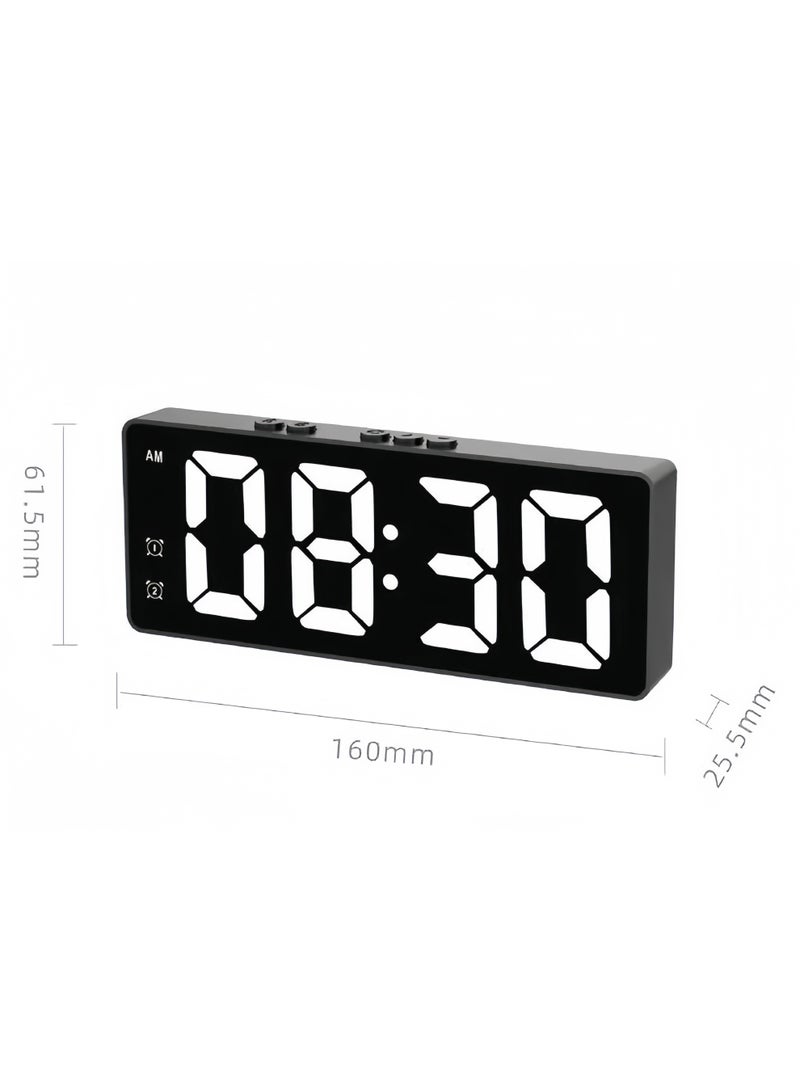 Sleek LED Mirror Digital Alarm Clock – Sound-Activated, Dual Alarms | Large Screen Digits for Desktop & Bedroom - Image 2