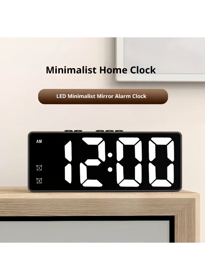 Sleek LED Mirror Digital Alarm Clock – Sound-Activated, Dual Alarms | Large Screen Digits for Desktop & Bedroom - Image 3