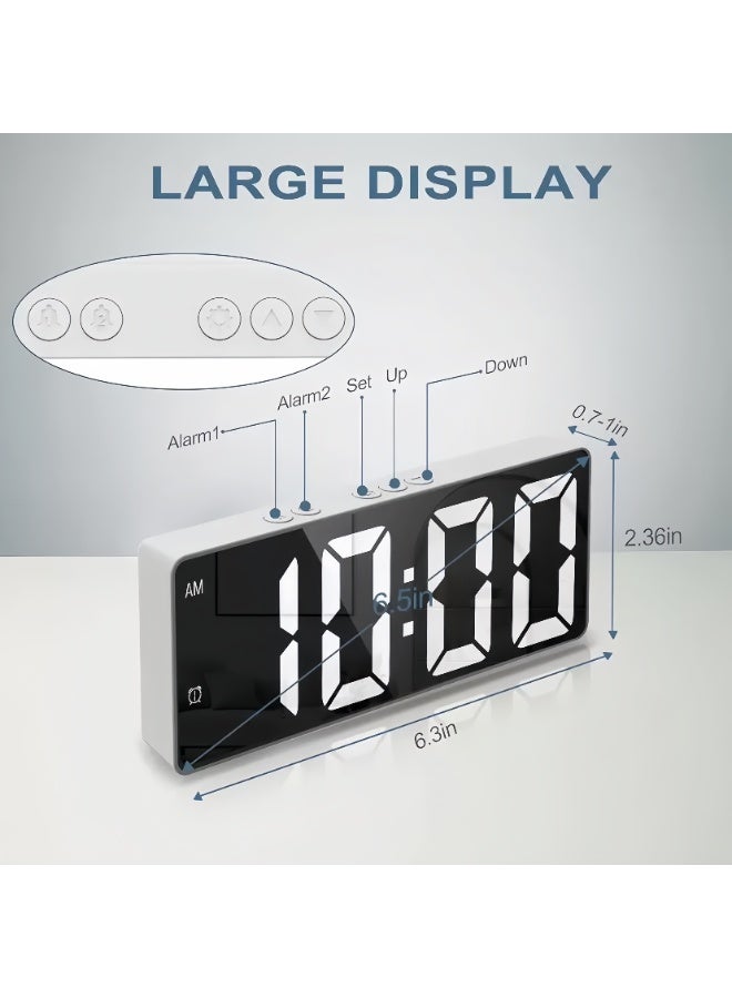 Sleek LED Mirror Digital Alarm Clock – Sound-Activated, Dual Alarms | Large Screen Digits for Desktop & Bedroom - Image 4