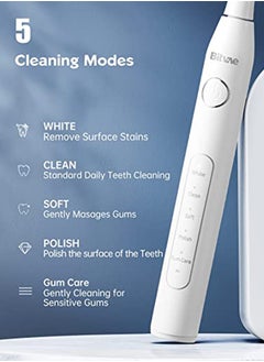 Bitvae Bitvae Electric Toothbrushes 2 Pack Sonic Toothbrush with Holders, Dual Ultrasonic Electronic Toothbrush 8 Brush Heads 5 Modes, Rechargeable Power Toothbrush for 30 Days Using, Black & White  - Image 5