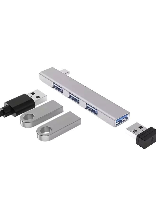 4-in-1 Angled USB-C Hub – Type-C to USB 3.0 & 3× USB 2.0 Aluminum Docking Station for MacBook, Laptop, Tablet & PC - Image 1
