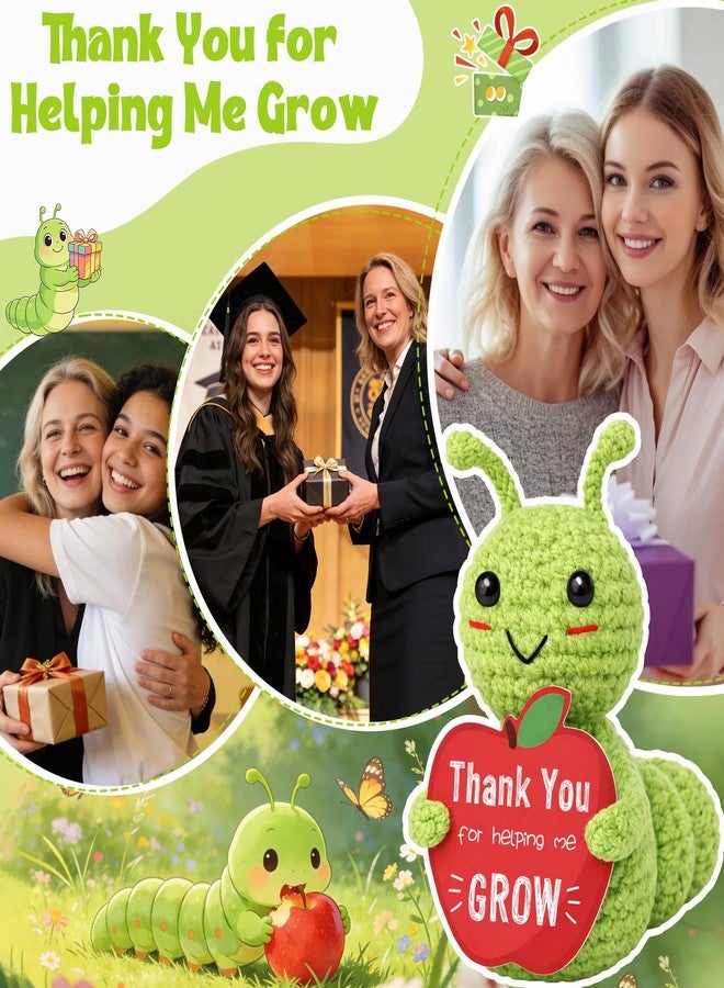Frabaca Thank You for Helping Me Grow - 2026 Graduation Teacher Appreciation Gift for Women Men Her Him - Cute Crochet Caterpillar with Thank You Card - Image 4