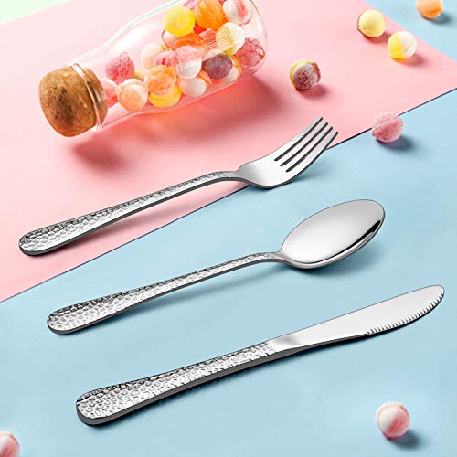 LIANYU 12-Piece Kids Utensils Silverware Set, Stainless Steel Toddler Hammered Flatware Cutlery, Children Tableware Includes Knives Forks Spoons, Dishwasher Safe - Image 5