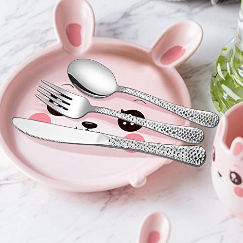 LIANYU 12-Piece Kids Utensils Silverware Set, Stainless Steel Toddler Hammered Flatware Cutlery, Children Tableware Includes Knives Forks Spoons, Dishwasher Safe - Image 3