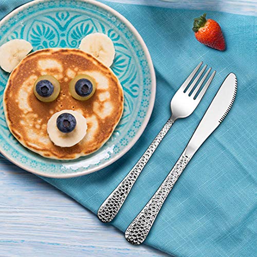 LIANYU 12-Piece Kids Utensils Silverware Set, Stainless Steel Toddler Hammered Flatware Cutlery, Children Tableware Includes Knives Forks Spoons, Dishwasher Safe - Image 4