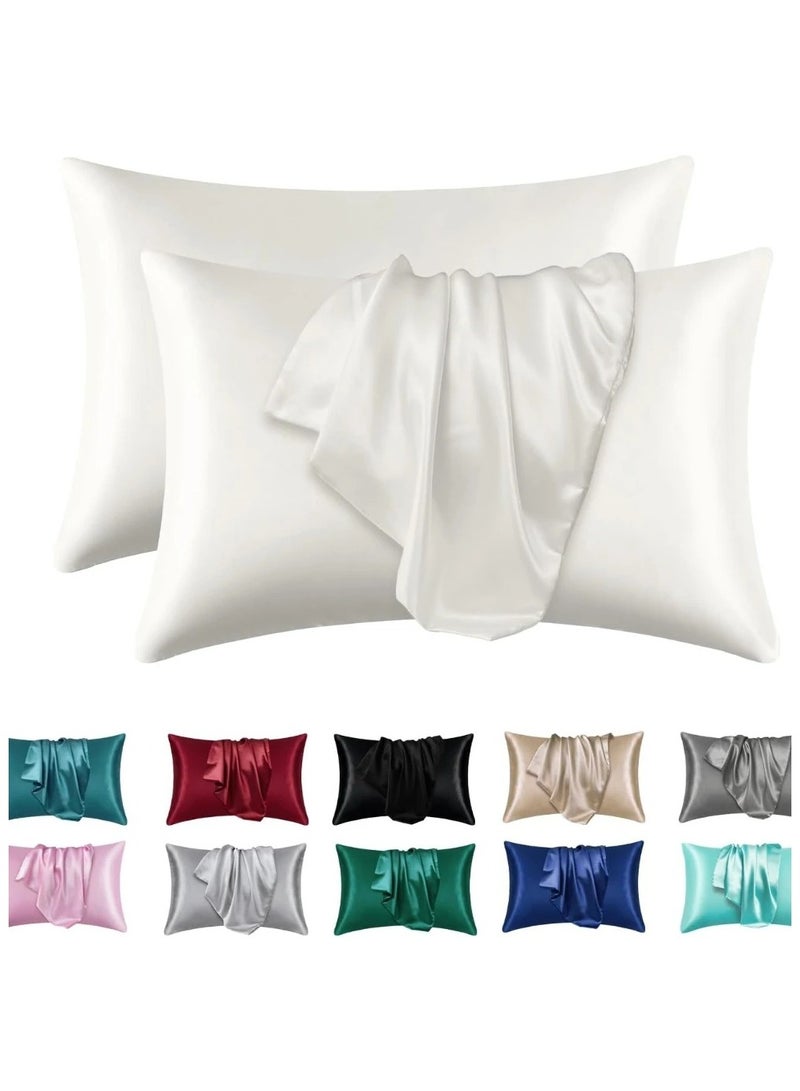 ارواق طقم من 2 غطاء وسادة من الحرير الساتان للشعر والبشرة، أغطية وسائد مرجانية، مقاس قياسي، مجموعة من أغطية الوسائد فائقة النعومة - Image 1