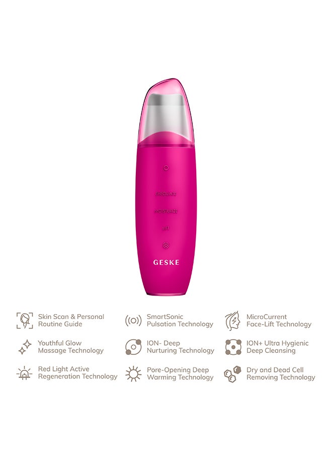 GESKE Geske SmartAppGuided MicroCurrent Skin Scrubber & Blackhead Remover, 9 in 1, Skincare Tools, Face Cleaning, Anti Ageing and Cleansing, Professional Face Tightening, Blackhead Remover - Magenta  - Image 2