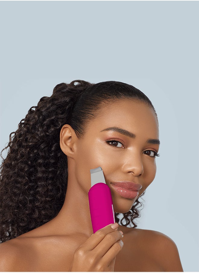 GESKE Geske SmartAppGuided MicroCurrent Skin Scrubber & Blackhead Remover, 9 in 1, Skincare Tools, Face Cleaning, Anti Ageing and Cleansing, Professional Face Tightening, Blackhead Remover - Magenta  - Image 3