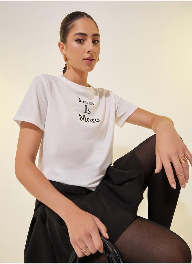 Take Two Slogan Print Round Neck Short Sleeve T-Shirt  - Image 1