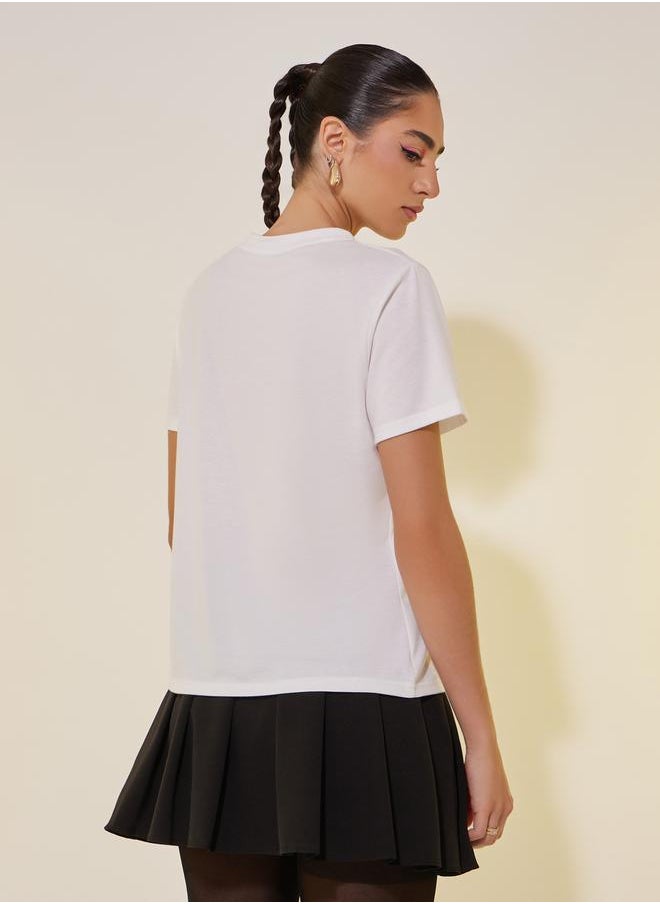 Take Two Slogan Print Round Neck Short Sleeve T-Shirt  - Image 5