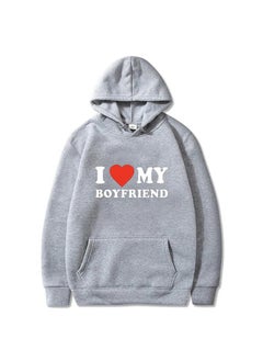 Generic I Love My Boyfriend Girlfriends Printed Hoodie Casual Fashion Sports Shirt Harajuku Style Couple Matching Long Sleeve Sweatshirt Yellow  - Image 3