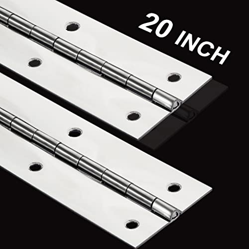EVANCENT 2Pack Heavy Duty Piano Hinge, 2" Open Width x 20" Continuous & Piano Hinges, 0.06” Thick Stainless Steel Piano Hinge with Holes, Polished Stainless Furniture Hinges for Cabinet Door Cases Woodworking - Image 1