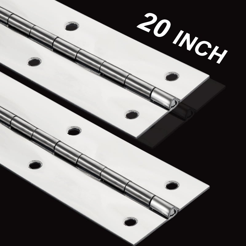 EVANCENT 2Pack Heavy Duty Piano Hinge, 2" Open Width x 20" Continuous & Piano Hinges, 0.06” Thick Stainless Steel Piano Hinge with Holes, Polished Stainless Furniture Hinges for Cabinet Door Cases Woodworking - Image 4