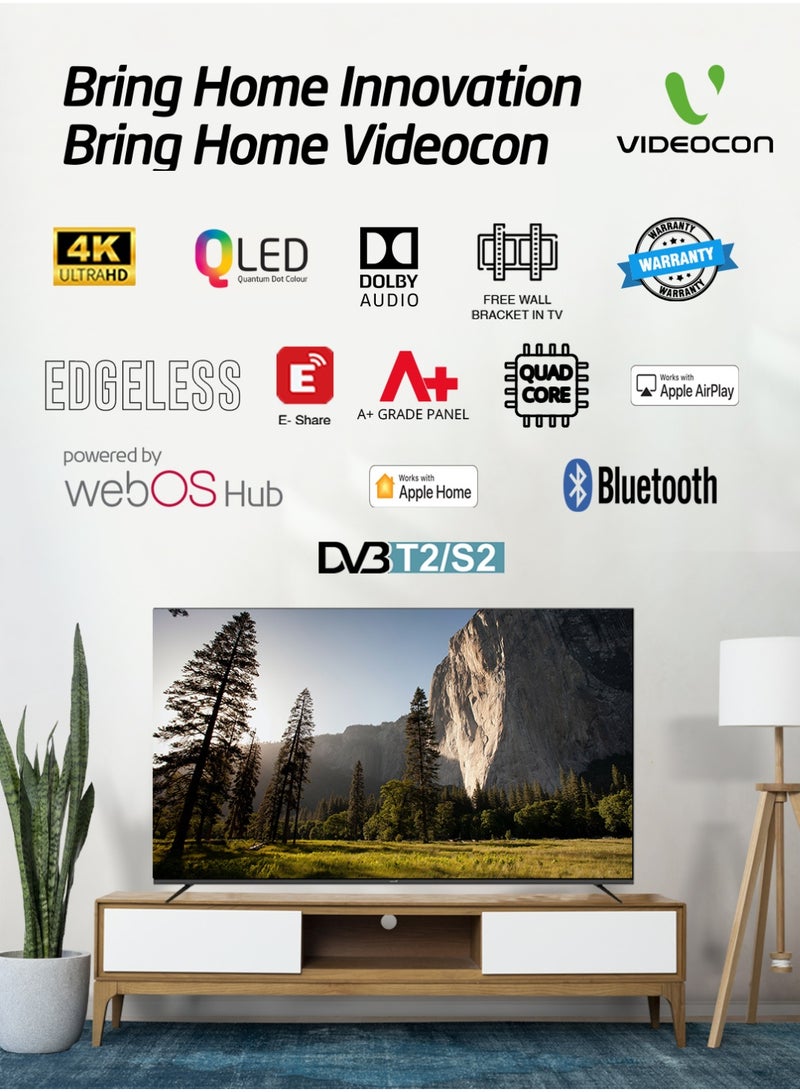 فيديوكون تلفاز ذكي QLED 4K UHD بحجم 75 بوصة من فيديكون | مركز WebOS | جهاز تحكم عن بعد ماجيك ماوس | شاشة بدون حواف | صوت دولبي | لوحة من الدرجة A+ | متوافق مع Apple AirPlay | بلوتوث | حامل حائط مجاني - E75QLWO1100 - Image 5