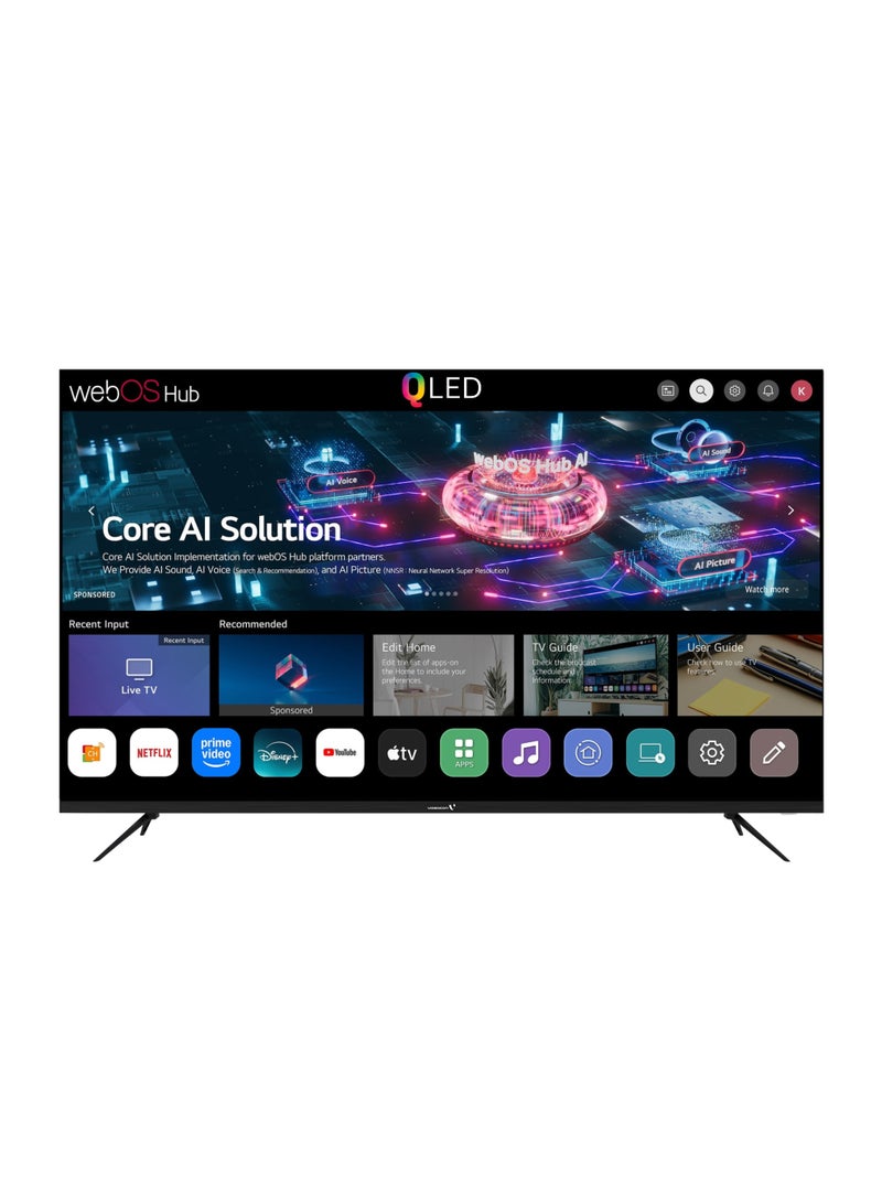 فيديوكون تلفاز ذكي QLED 4K UHD بحجم 75 بوصة من فيديكون | مركز WebOS | جهاز تحكم عن بعد ماجيك ماوس | شاشة بدون حواف | صوت دولبي | لوحة من الدرجة A+ | متوافق مع Apple AirPlay | بلوتوث | حامل حائط مجاني - E75QLWO1100 - Image 1