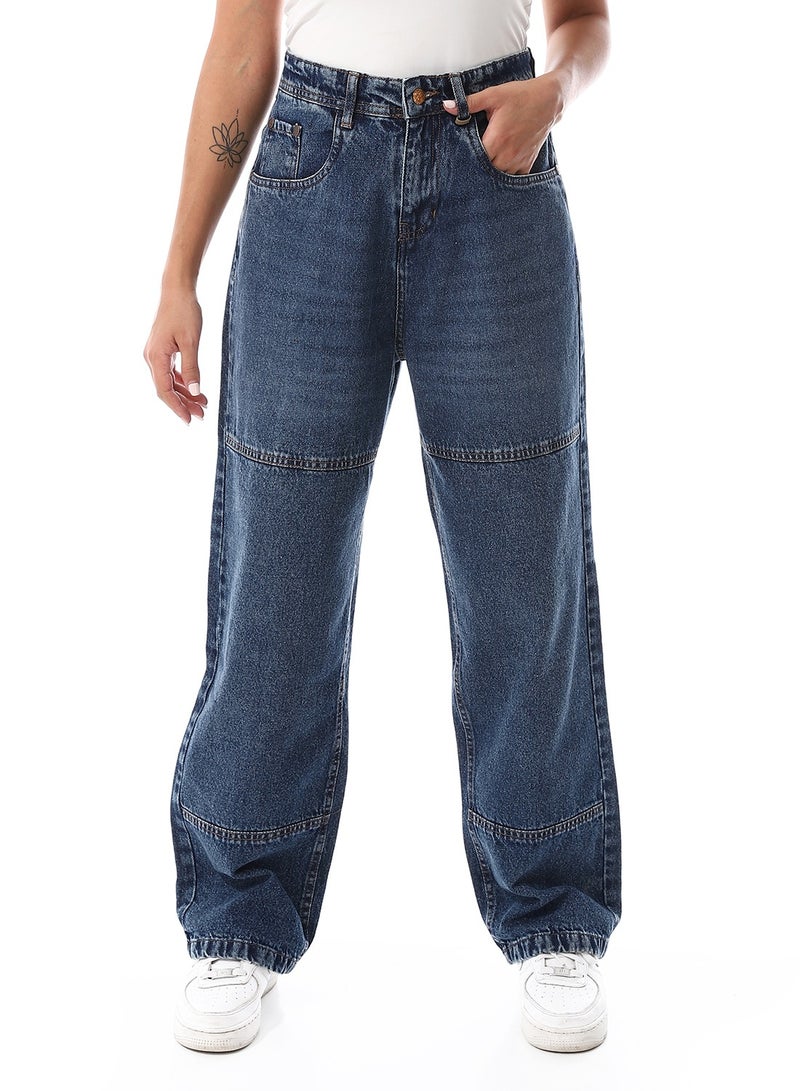 Andora Stone Wash Wide Leg Jeans Pants_Navy Blue - Image 1