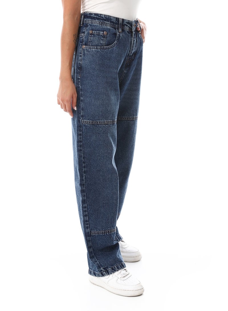 Andora Stone Wash Wide Leg Jeans Pants_Navy Blue - Image 2