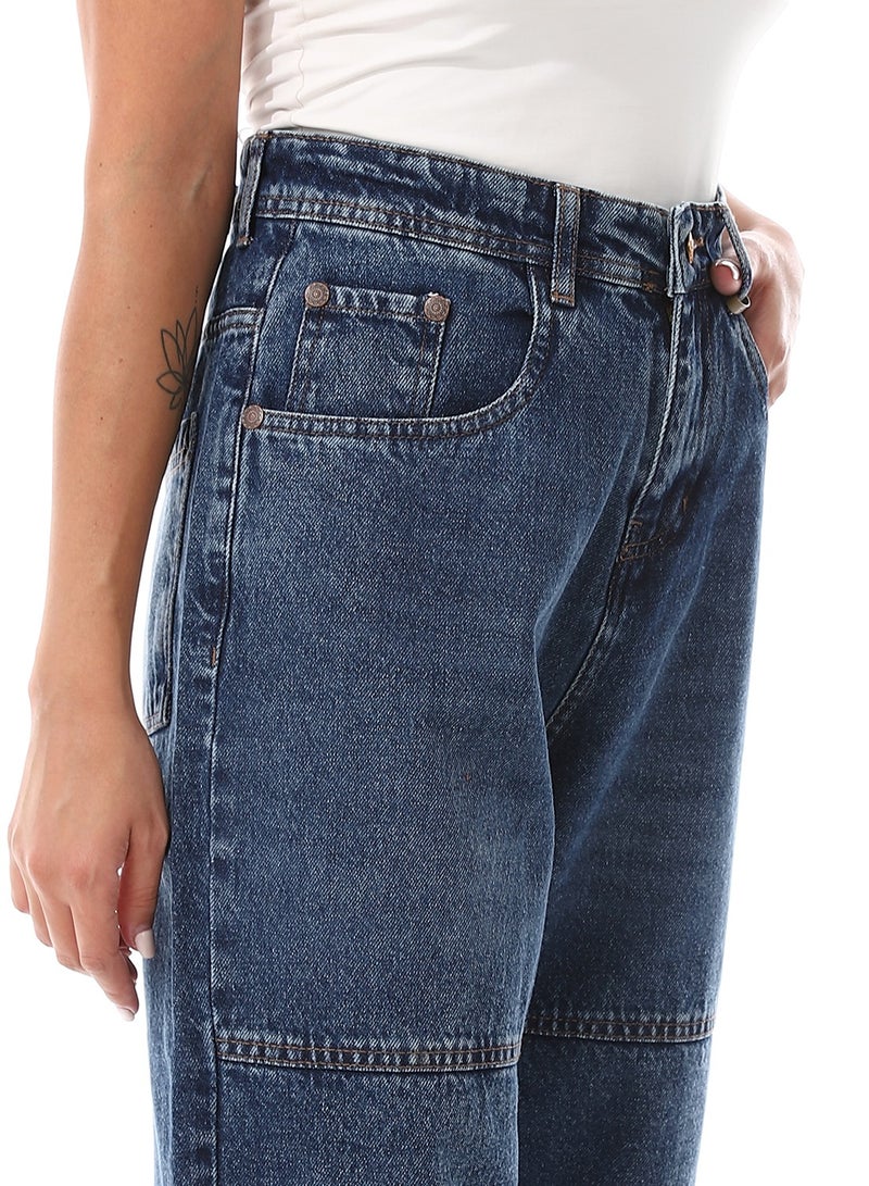 Andora Stone Wash Wide Leg Jeans Pants_Navy Blue - Image 4