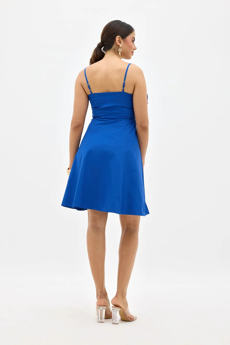 فيرجيو Cotton Stretch Party Wear Rosette Applique Dresses for Women